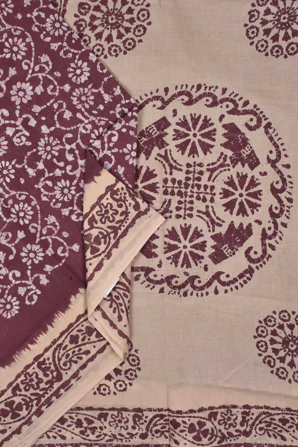 Light Violet Pure Cotton Print Border Sungudi Print Saree