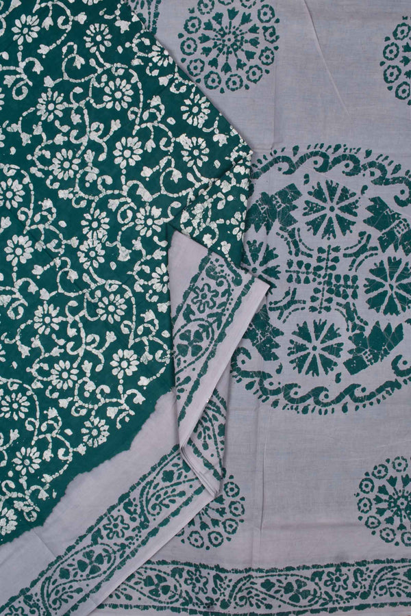 Green Pure Cotton Print Border Sungudi Print Saree