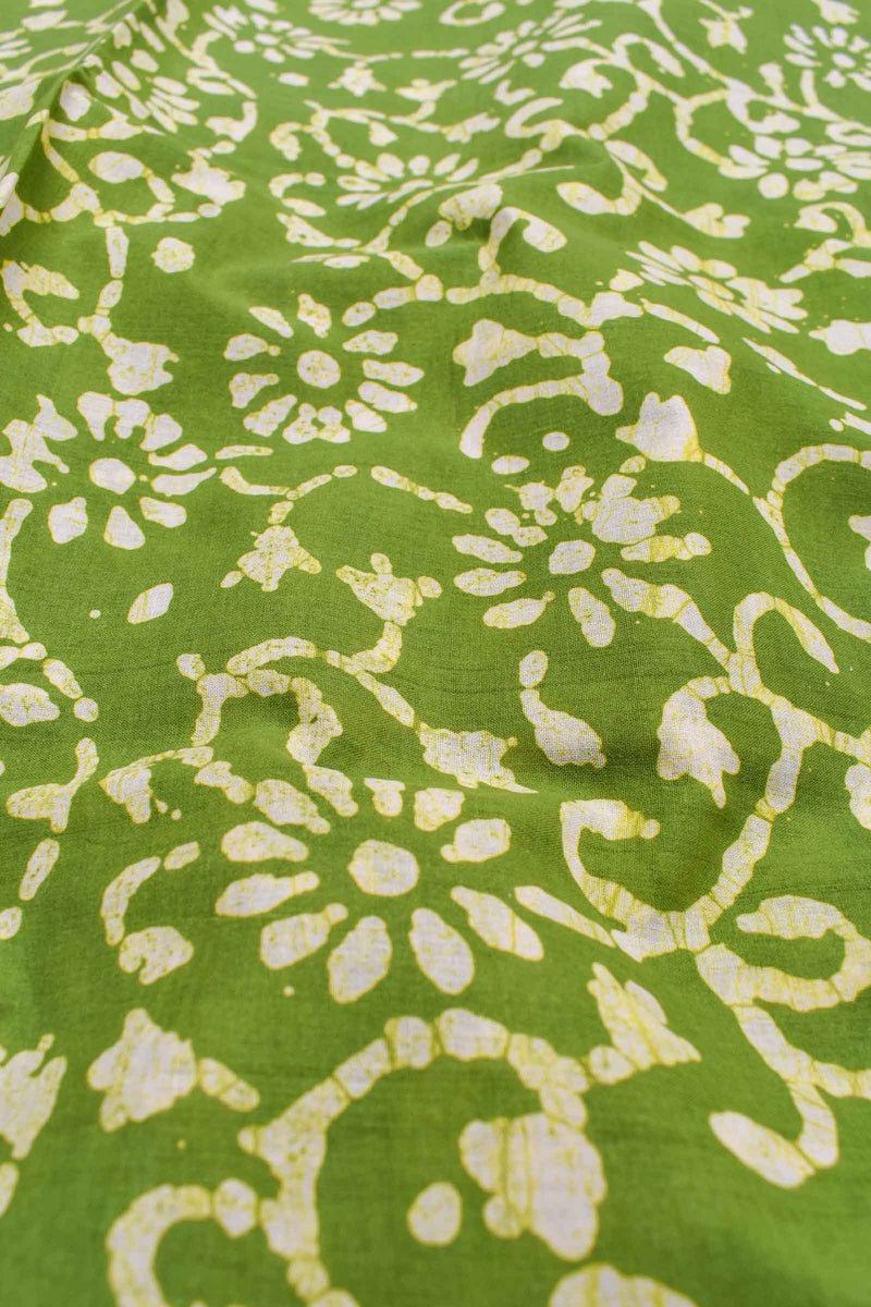 Green Pure Cotton Floral Print Sungudi Saree