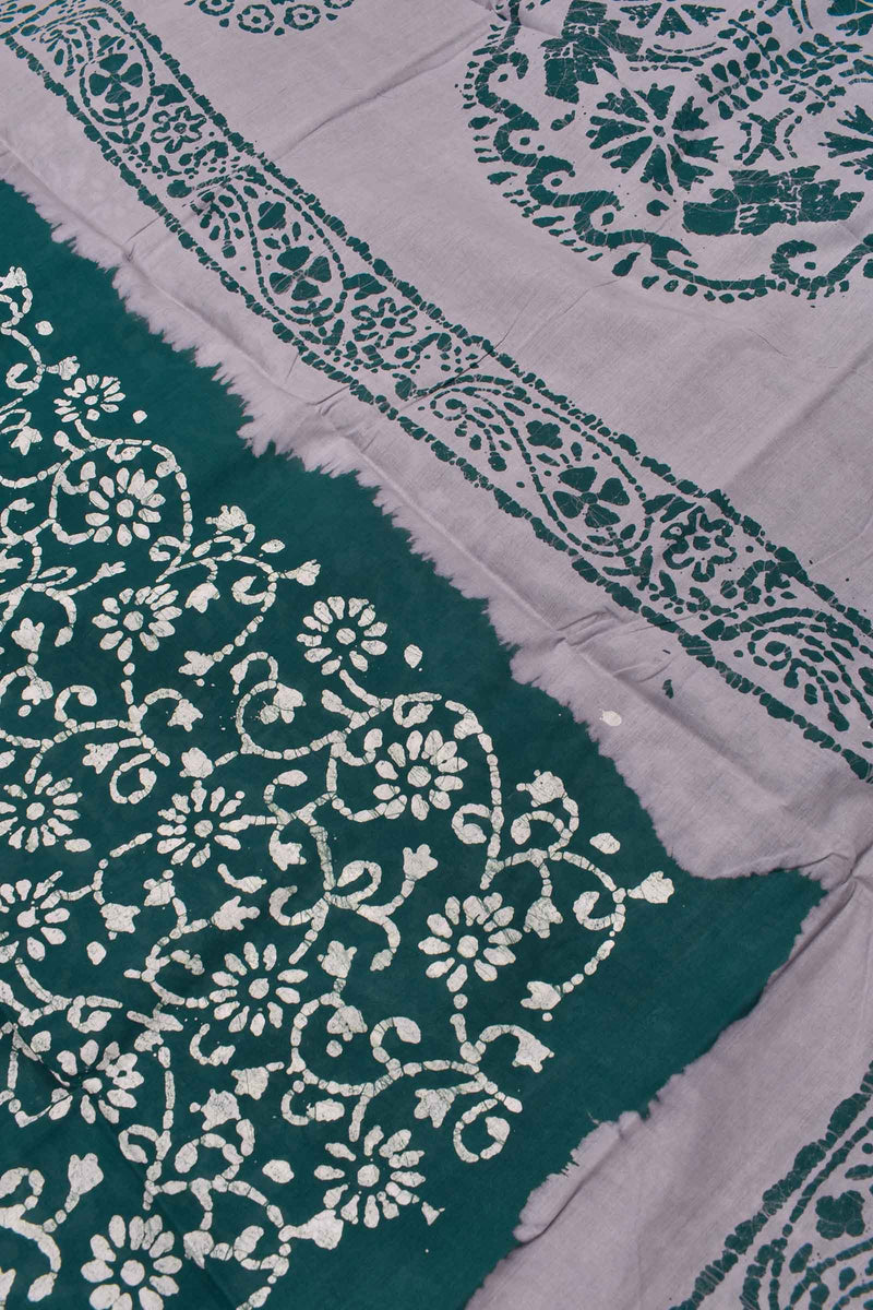 Green Pure Cotton Print Border Sungudi Print Saree