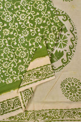 Green Pure Cotton Floral Print Sungudi Saree