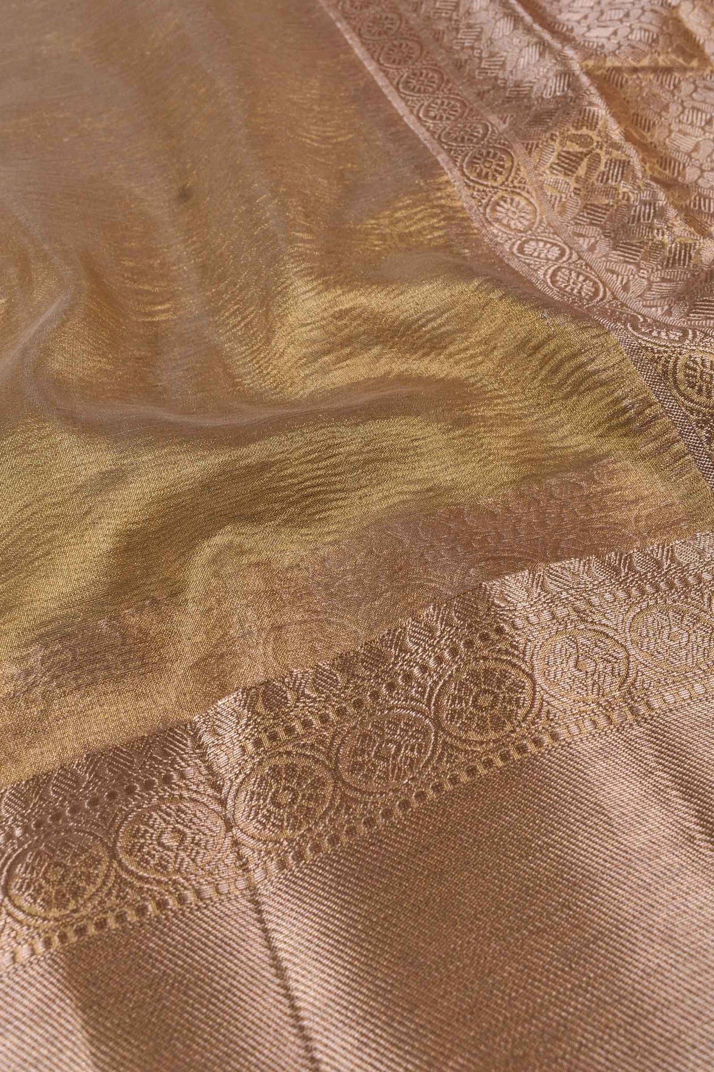 Gold Crush Tissue Plain Saree