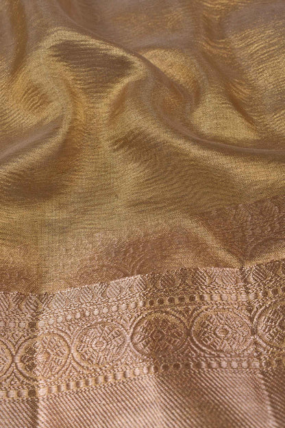 Gold Crush Tissue Plain Saree