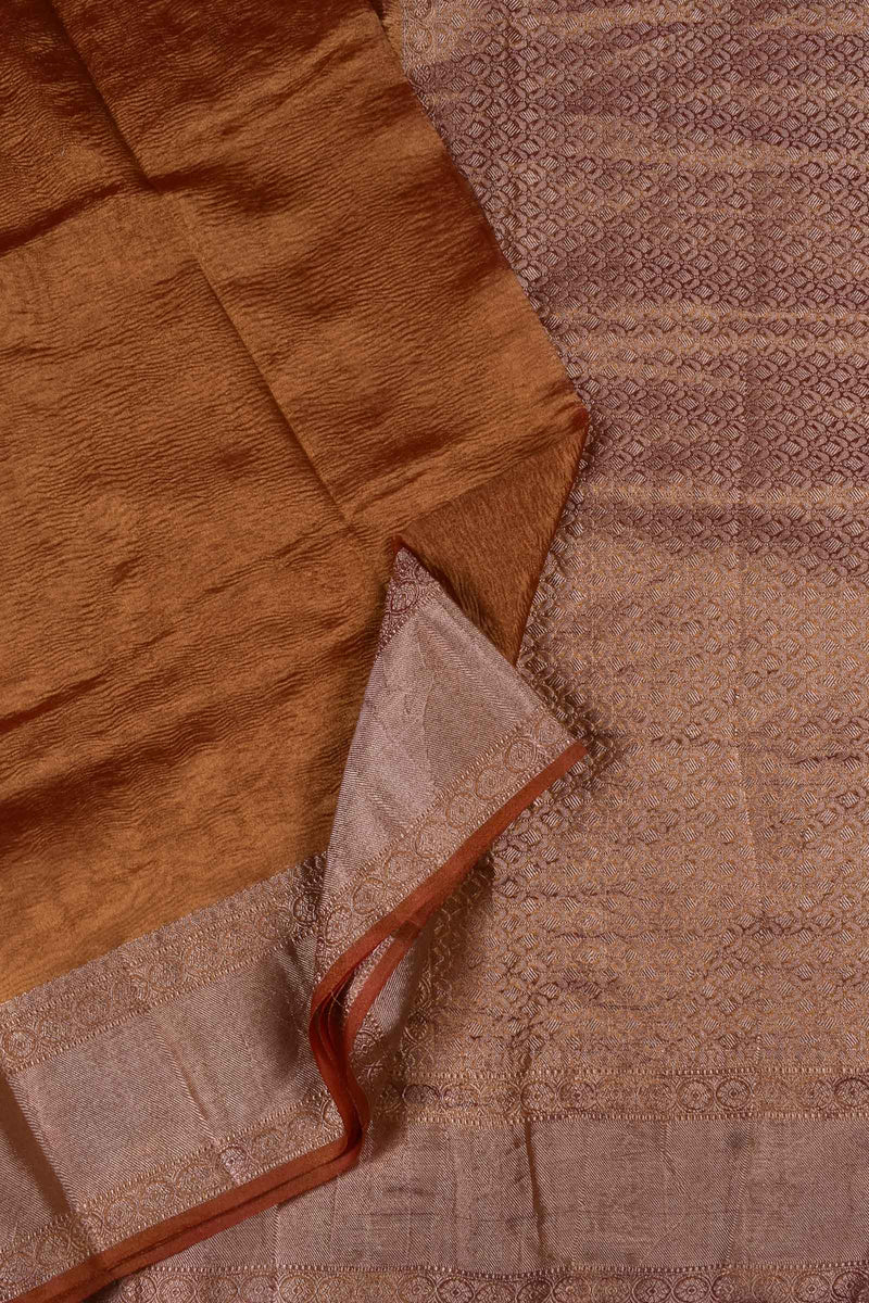 Orange Crush Tissue Plain Saree