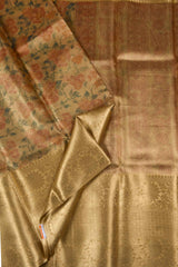 Gold Tissue Digital Flower Print Saree