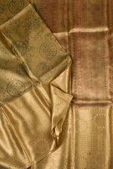 Gold Tissue Digital Coin Print Saree