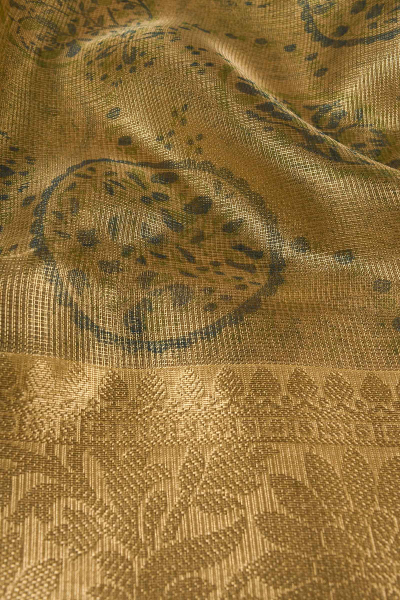 Gold Tissue Digital Coin Print Saree