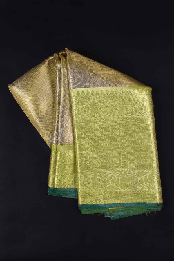Gold Tissue All Over Jaal Design Contrast Border Saree