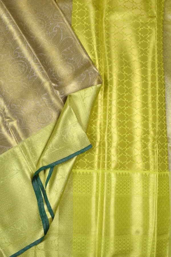 Gold Tissue All Over Jaal Design Contrast Border Saree