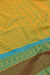 Yellow Chettinad Pure Cotton Checks Double Border Saree