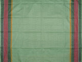 Light Green Chettinad Pure Cotton Checks Double Border Saree