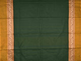 Dark Green Chettinad Pure Cotton Thread Peacock Body Checks Saree