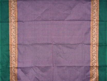 Light Violet Chettinad Pure Cotton Thread Peacock Body Checks Saree