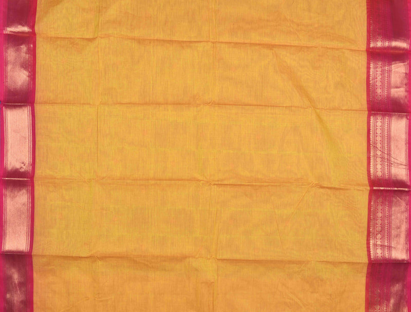 Yellow Chettinad Pure Cotton with Rudraksh Fancy Border Saree