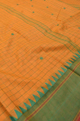 Orange Chettinad Pure Cotton Tower Border Checks Saree