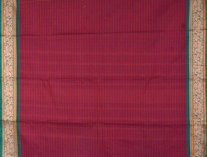 Maroon Chettinad Pure Cotton Body Checks Horse Border Saree