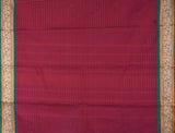 Maroon Chettinad Pure Cotton Body Checks Horse Border Saree