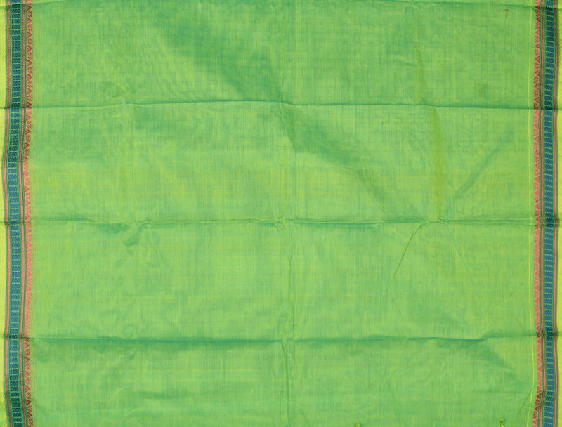 Green Chettinad Pure Cotton Square Thread Wave Saree