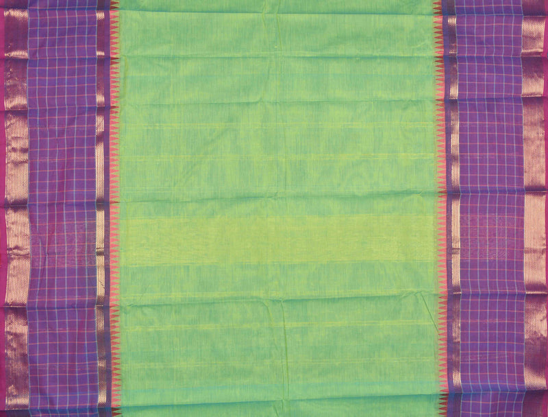 Green Chettinad Pure Cotton Checks Border Saree