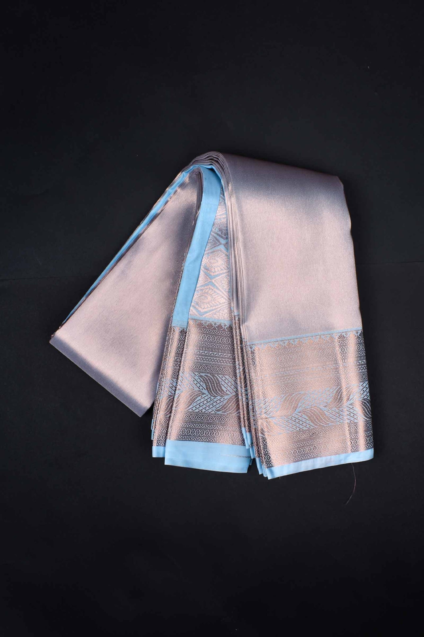 Light Blue Plain Art Silk Tissue Fancy Pallu Saree