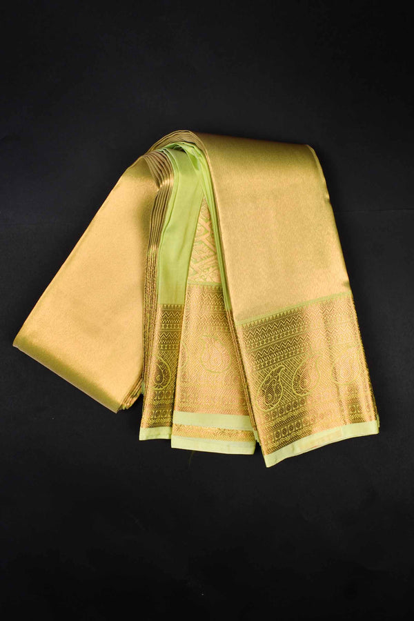 Light Green Plain Art Silk Tissue Fancy Pallu Saree