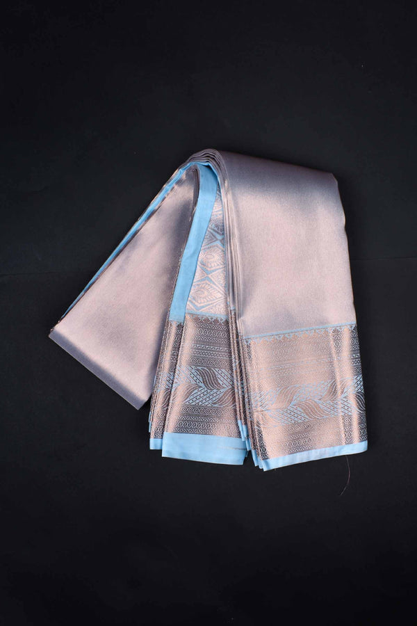 Light Blue Plain Art Silk Tissue Fancy Pallu Saree