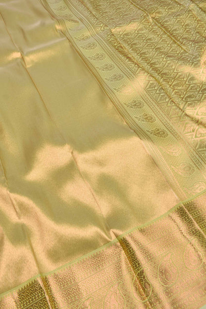 Light Green Plain Art Silk Tissue Fancy Pallu Saree