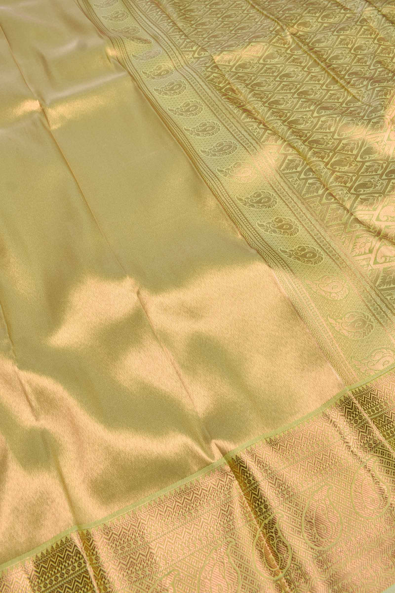 Light Green Plain Art Silk Tissue Fancy Pallu Saree