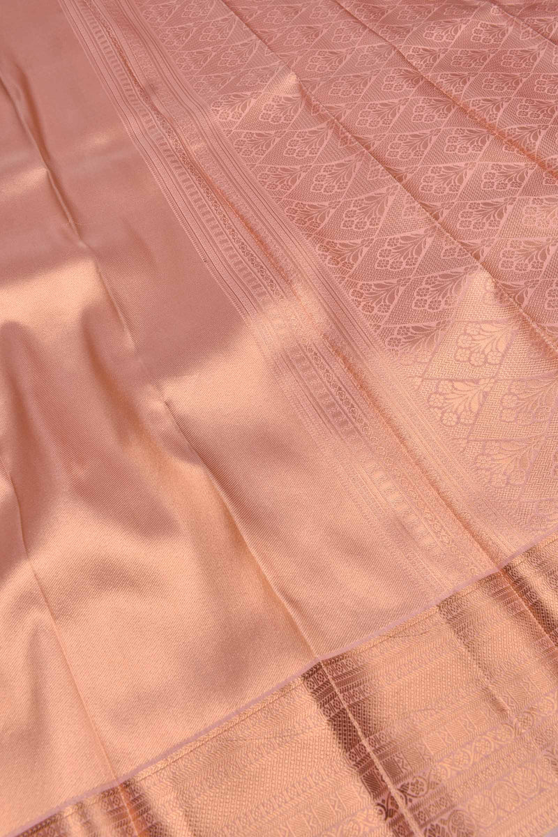 Peach Plain Art Silk Tissue Fancy Pallu Saree