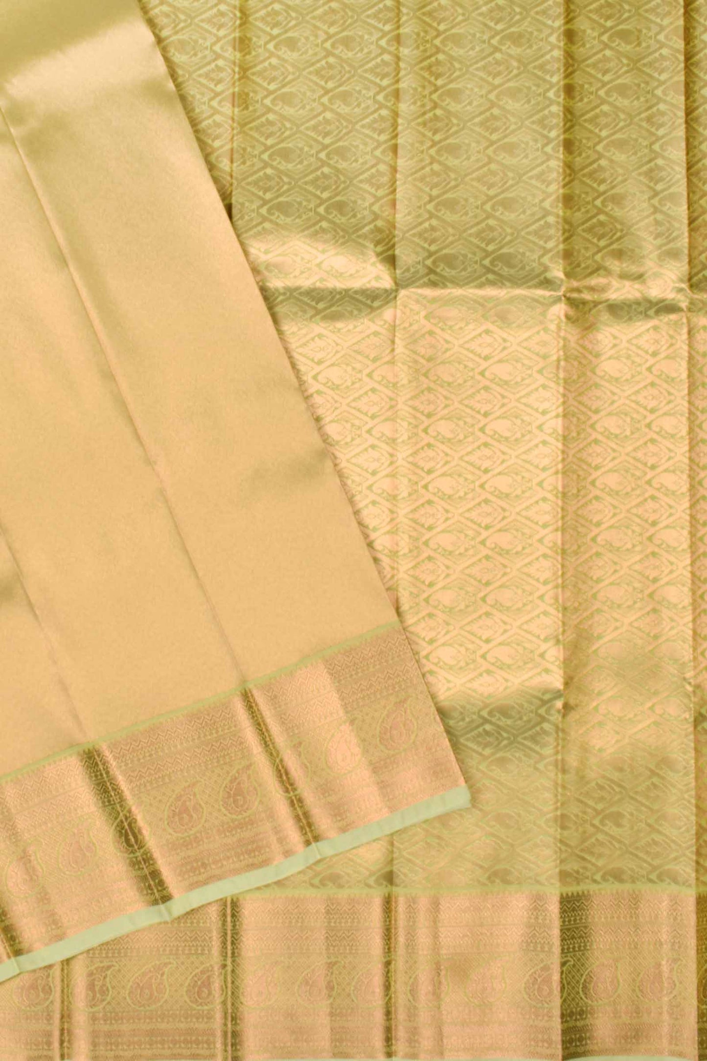 Light Green Plain Art Silk Tissue Fancy Pallu Saree