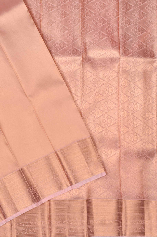 Peach Plain Art Silk Tissue Fancy Pallu Saree