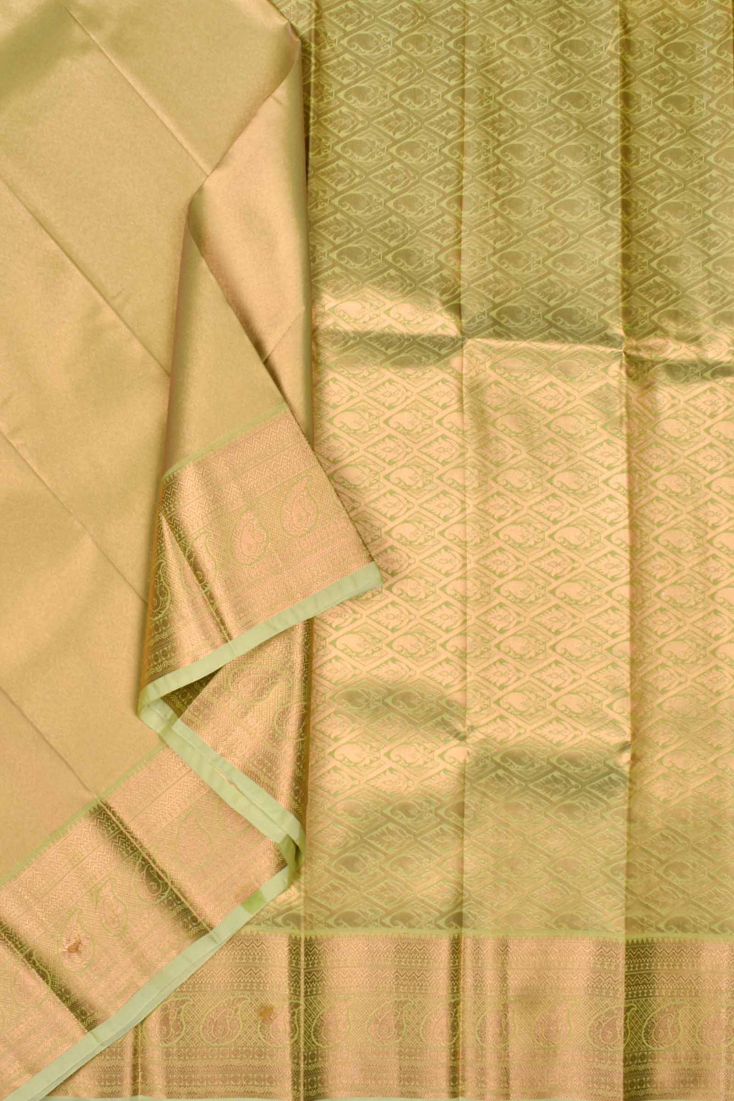 Light Green Plain Art Silk Tissue Fancy Pallu Saree