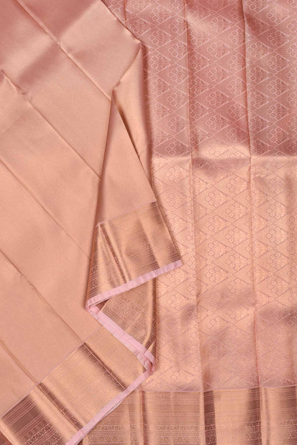 Peach Plain Art Silk Tissue Fancy Pallu Saree