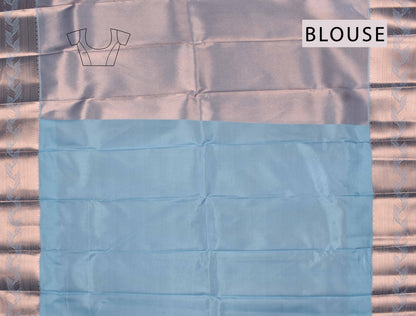 Light Blue Plain Art Silk Tissue Fancy Pallu Saree