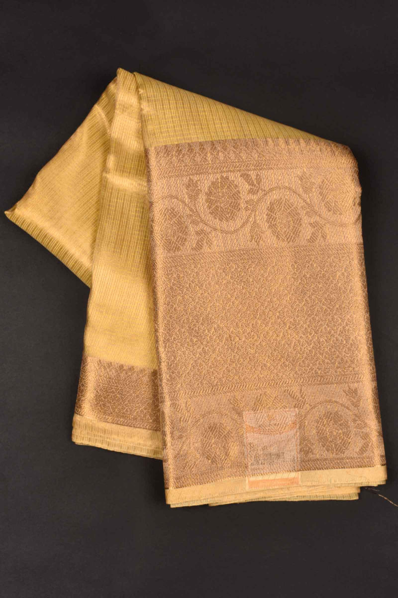 Gold Plain Tissue Rich Border Saree