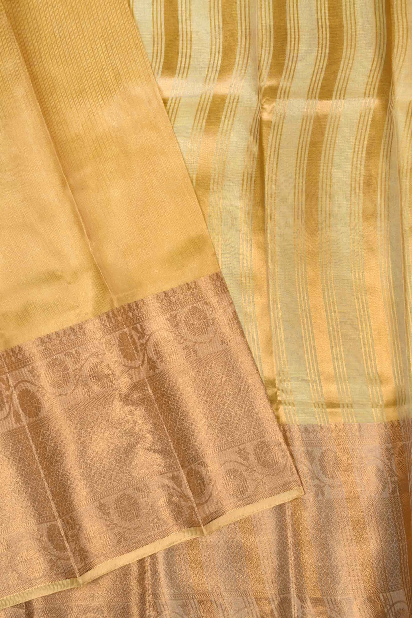 Gold Plain Tissue Rich Border Saree