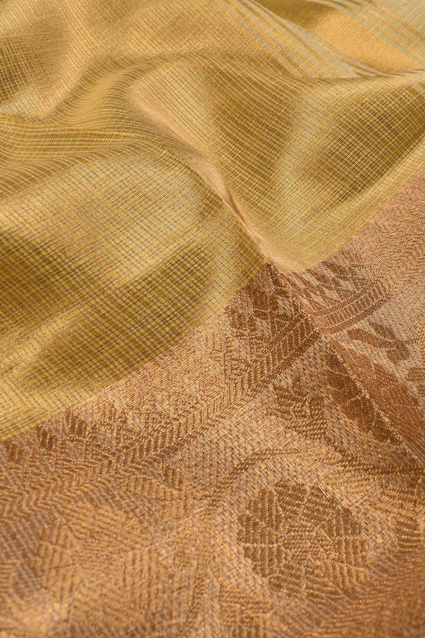 Gold Plain Tissue Rich Border Saree