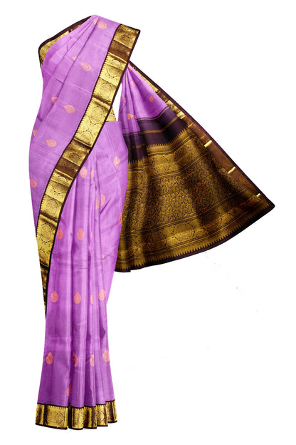 Purple Light Weight Pure Silk Contrast Pallu and Blouse