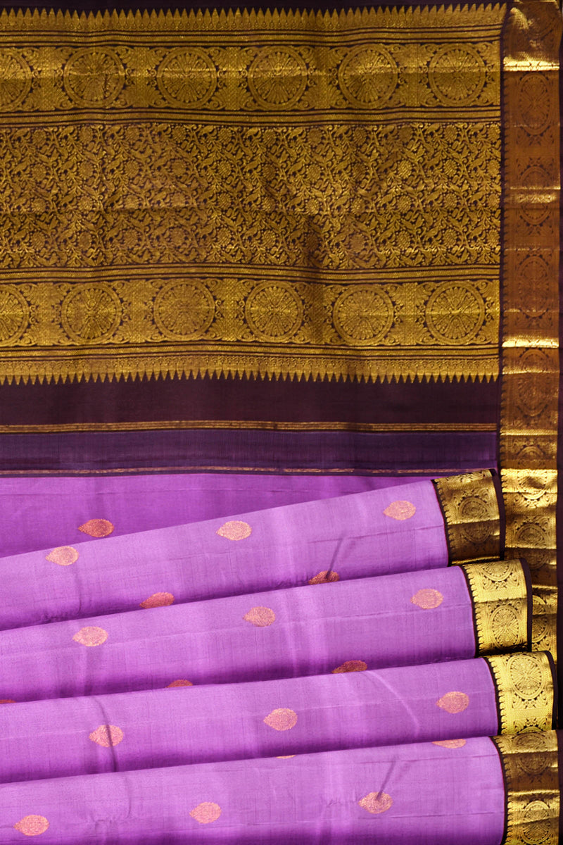 Purple Light Weight Pure Silk Contrast Pallu and Blouse