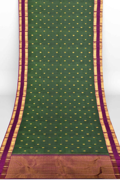 Green Light Weight Arani Silk Double Border Contrast Pallu Saree