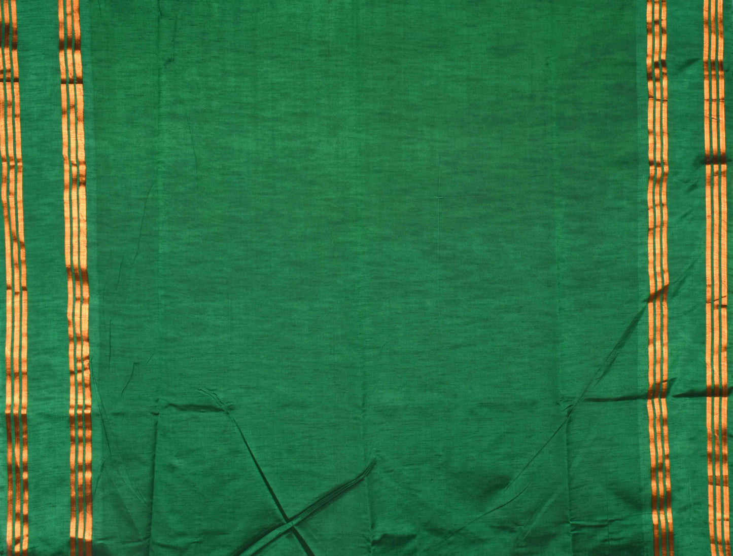 Brown Green Dupion Slub Body Butta Fancy Border Semi Soft Silk Saree