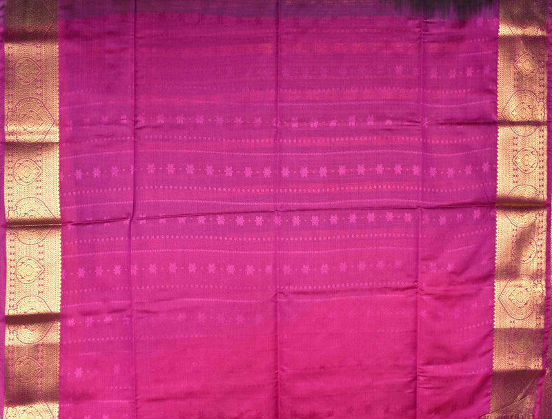 Brown Body Malarkodi Full Jari Butta Pink Contrast Semi Soft Silk Saree