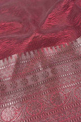 Pink Tissue Plain Crush Saree