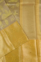 Tissue Contrast Fancy Border Embroidery Leaf Saree