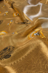 Gold Tissue Embroidered Flower Saree