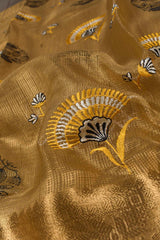 Gold Tissue Embroidered Flower Saree