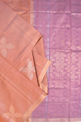 Brown Cotton Pink Pure South Cotton Four Leaf Zari Butta Saree