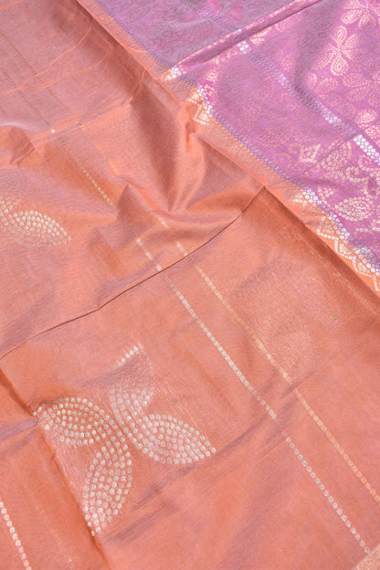 Brown Cotton Pink Pure South Cotton Four Leaf Zari Butta Saree