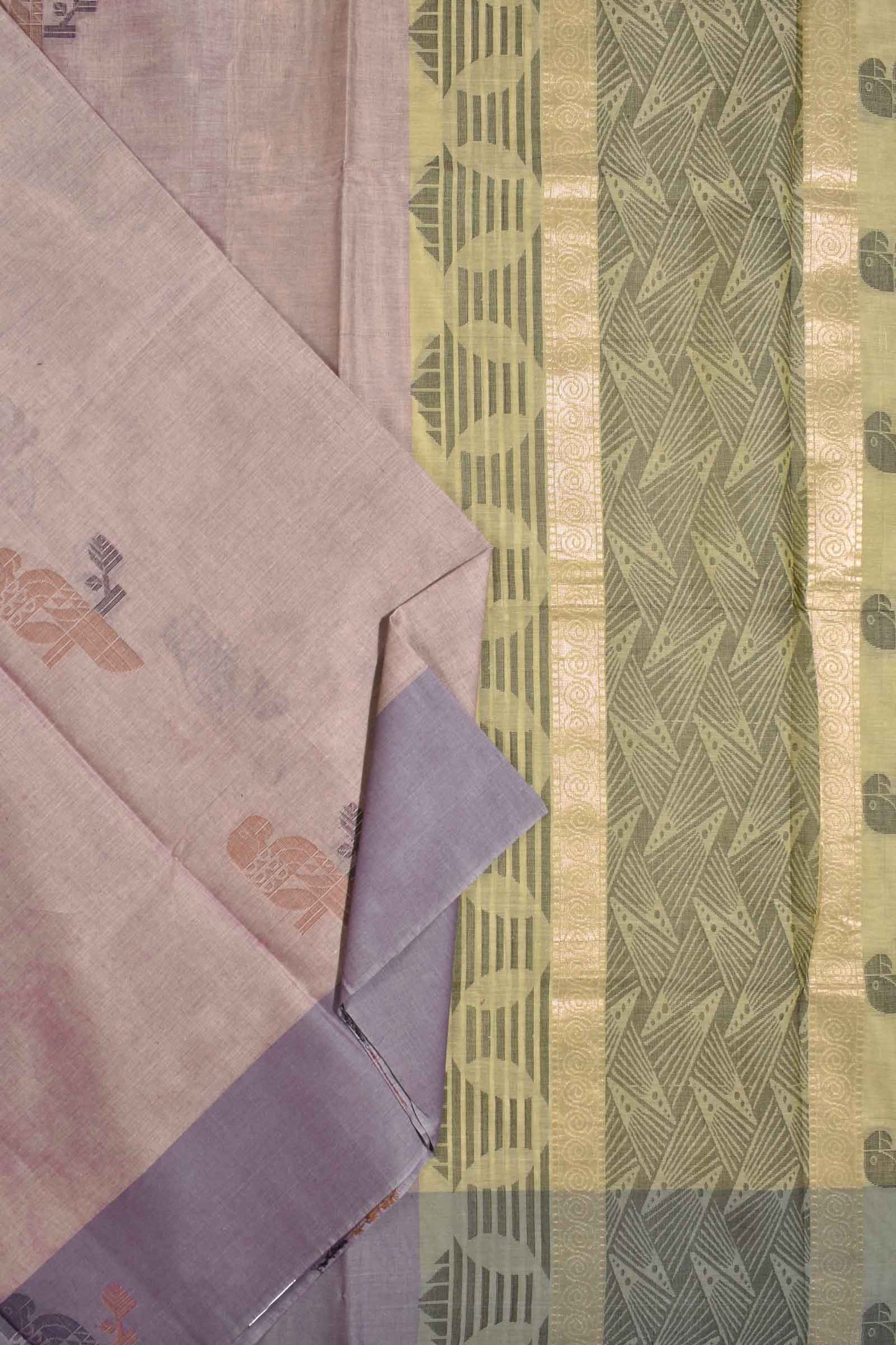 Light Violet Pure South Cotton Multi Color Bird Butta Saree