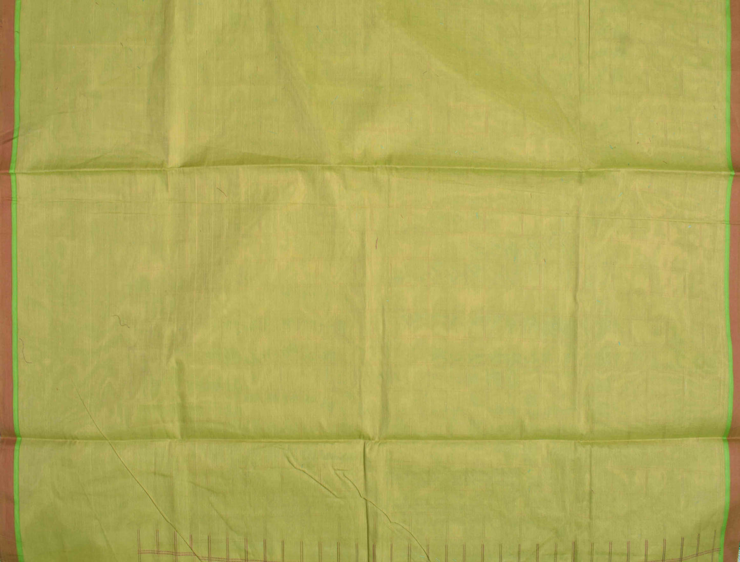 Green Pure South Cotton Body Checks Fancy Border Pallu Saree